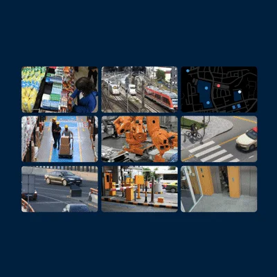 XProtect interface concept showing multiple video and map views in one operational picture